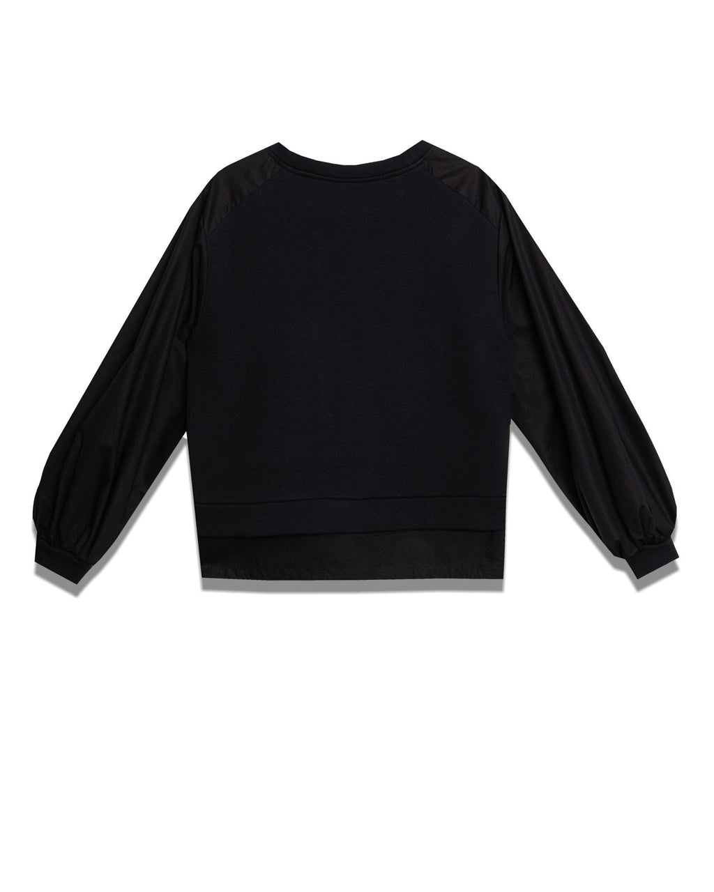 Cotton Sweatshirt with Woven Shirt Sleeves