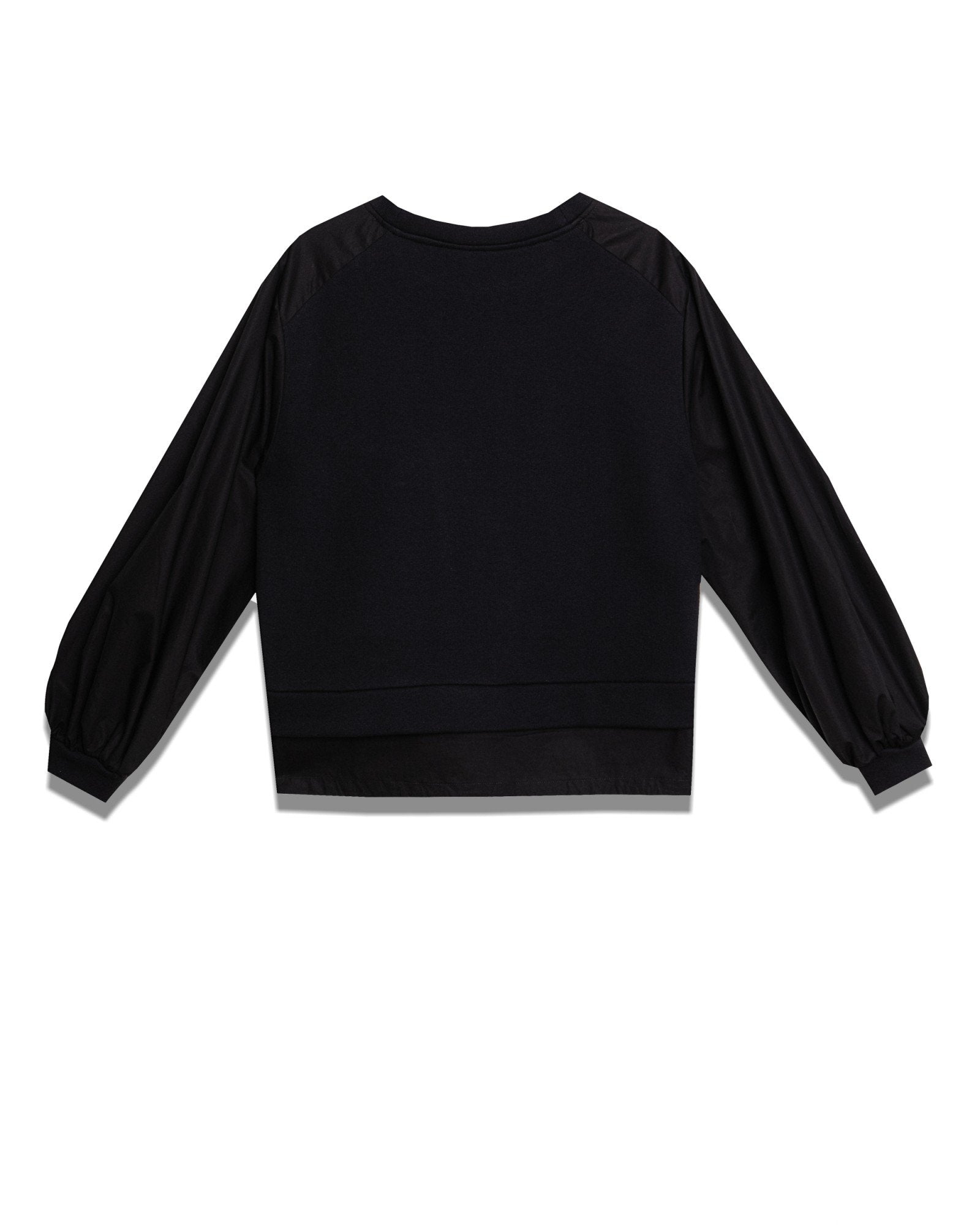 Cotton Sweatshirt with Woven Shirt Sleeves