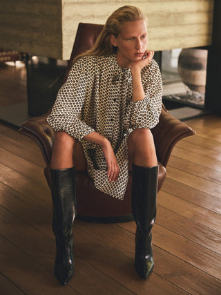 Long Sleeve Printed Shirt Dress