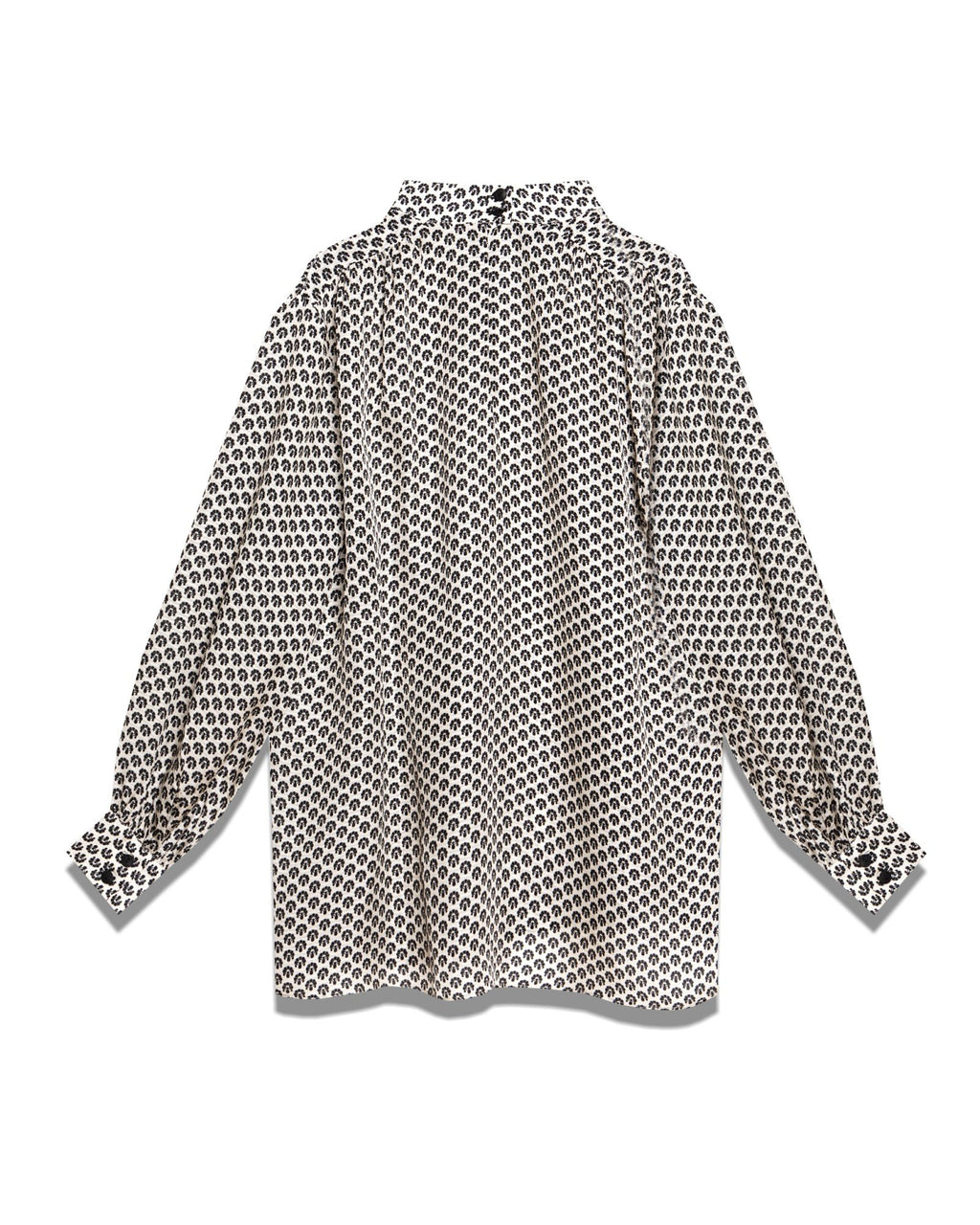 Patterned Viscose Blouse with Back Closure