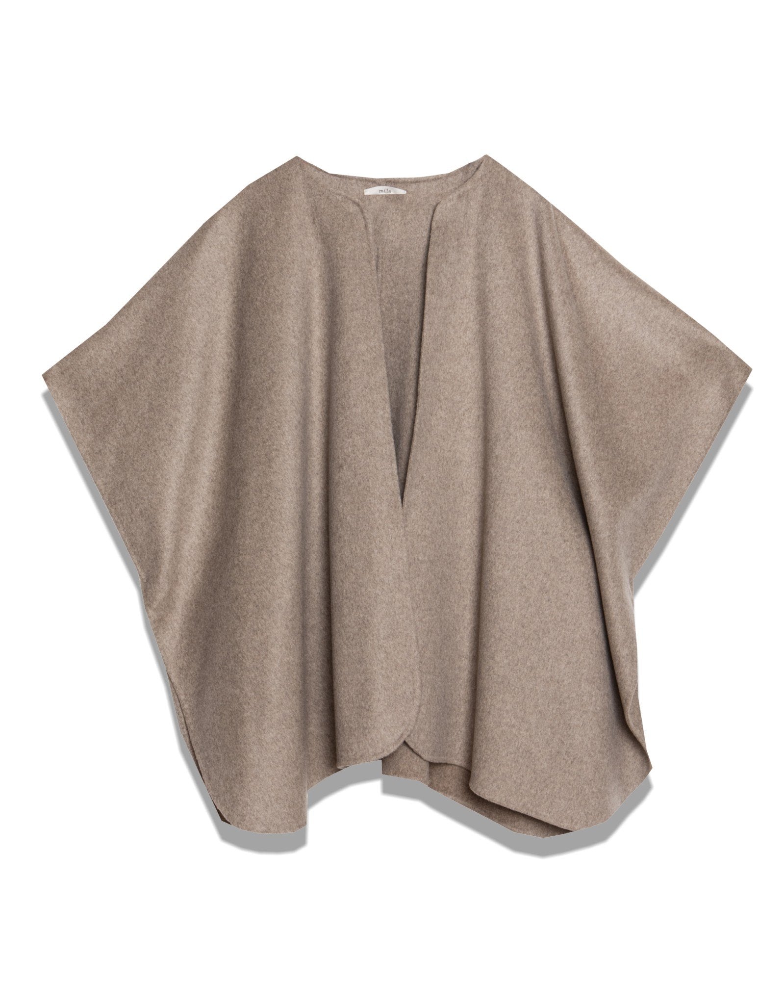 Camel Open-Front Wool Cape