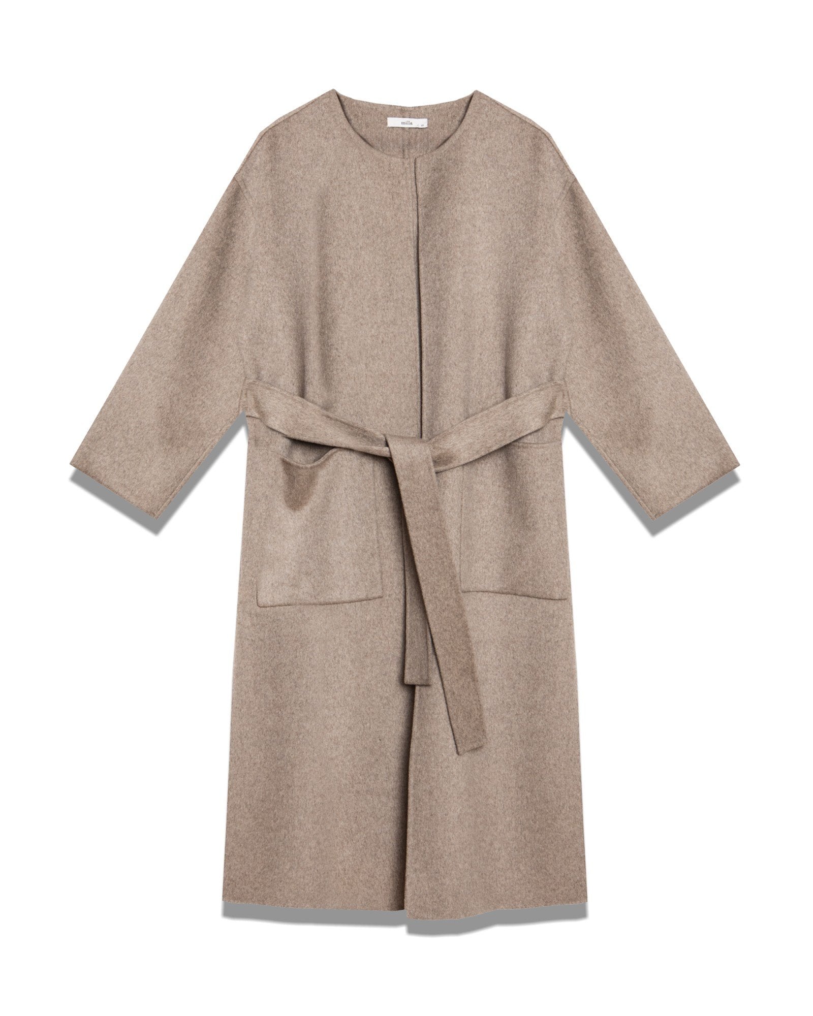 Long Wool Blend Coat with Belt