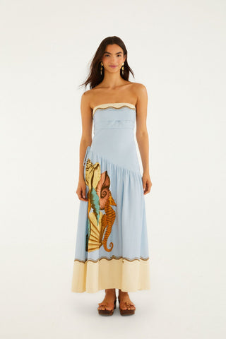 Multicolor Rio Souvenir Sstrapless Side Ties Maxi Dress