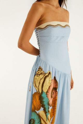 Multicolor Rio Souvenir Sstrapless Side Ties Maxi Dress