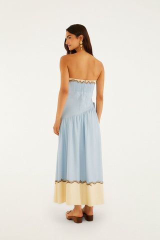 Multicolor Rio Souvenir Sstrapless Side Ties Maxi Dress