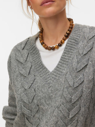 Cable Knit V-Neck Jumper
