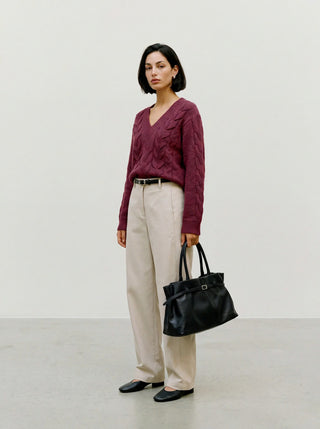 Cable Knit V-Neck Jumper