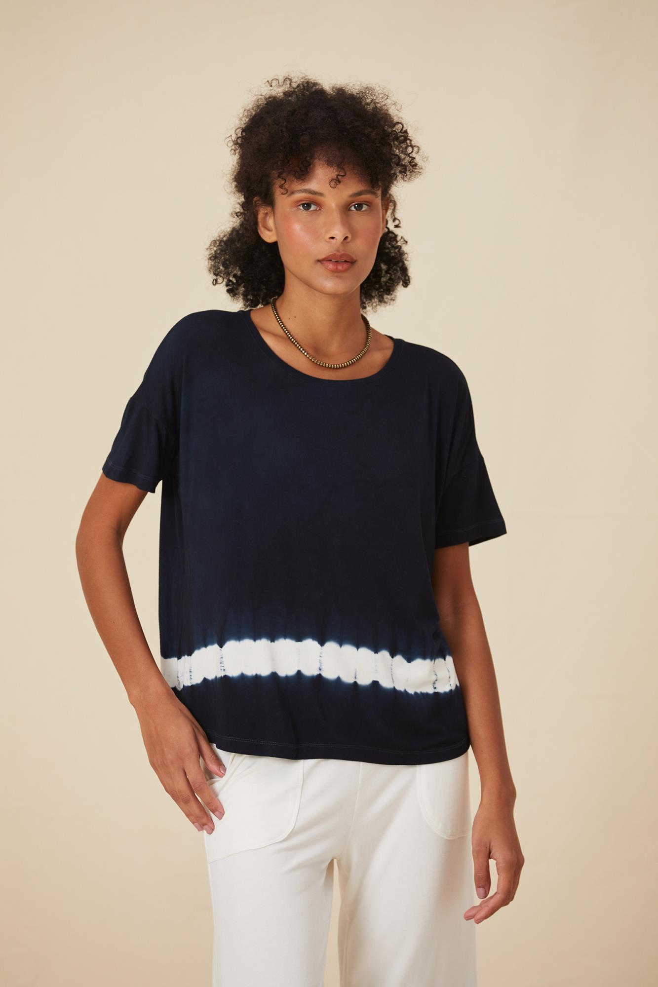 Bamboo Navy Tie Dye Blouse - Yogini