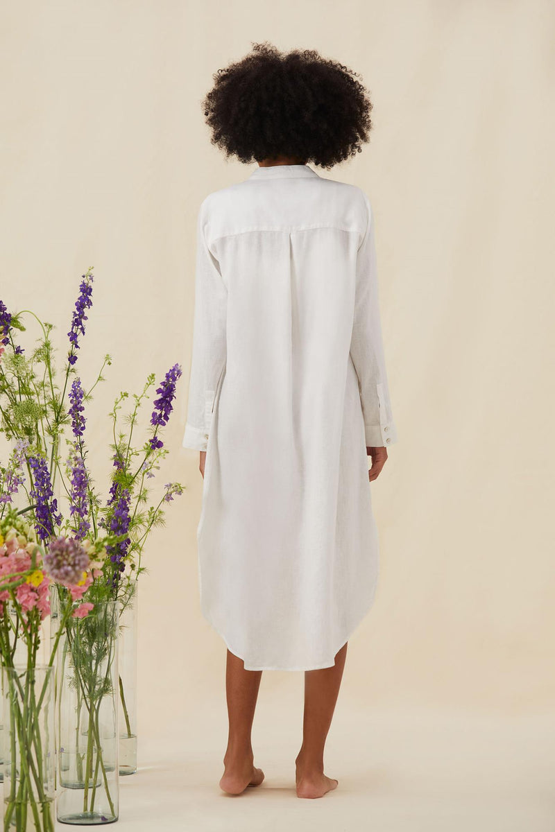 Florence White Linen Chemise Dress - Yogini
