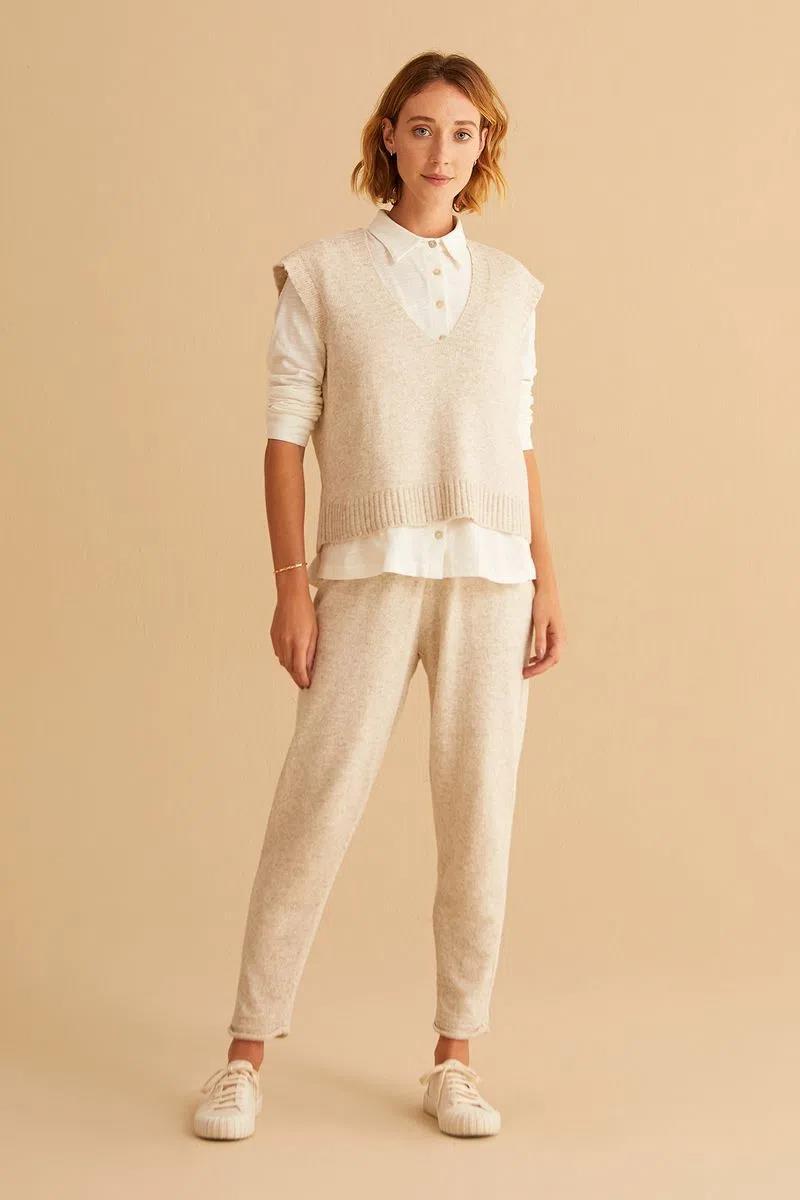 Celine Beige Tricot Carrot Trousers - Yogini
