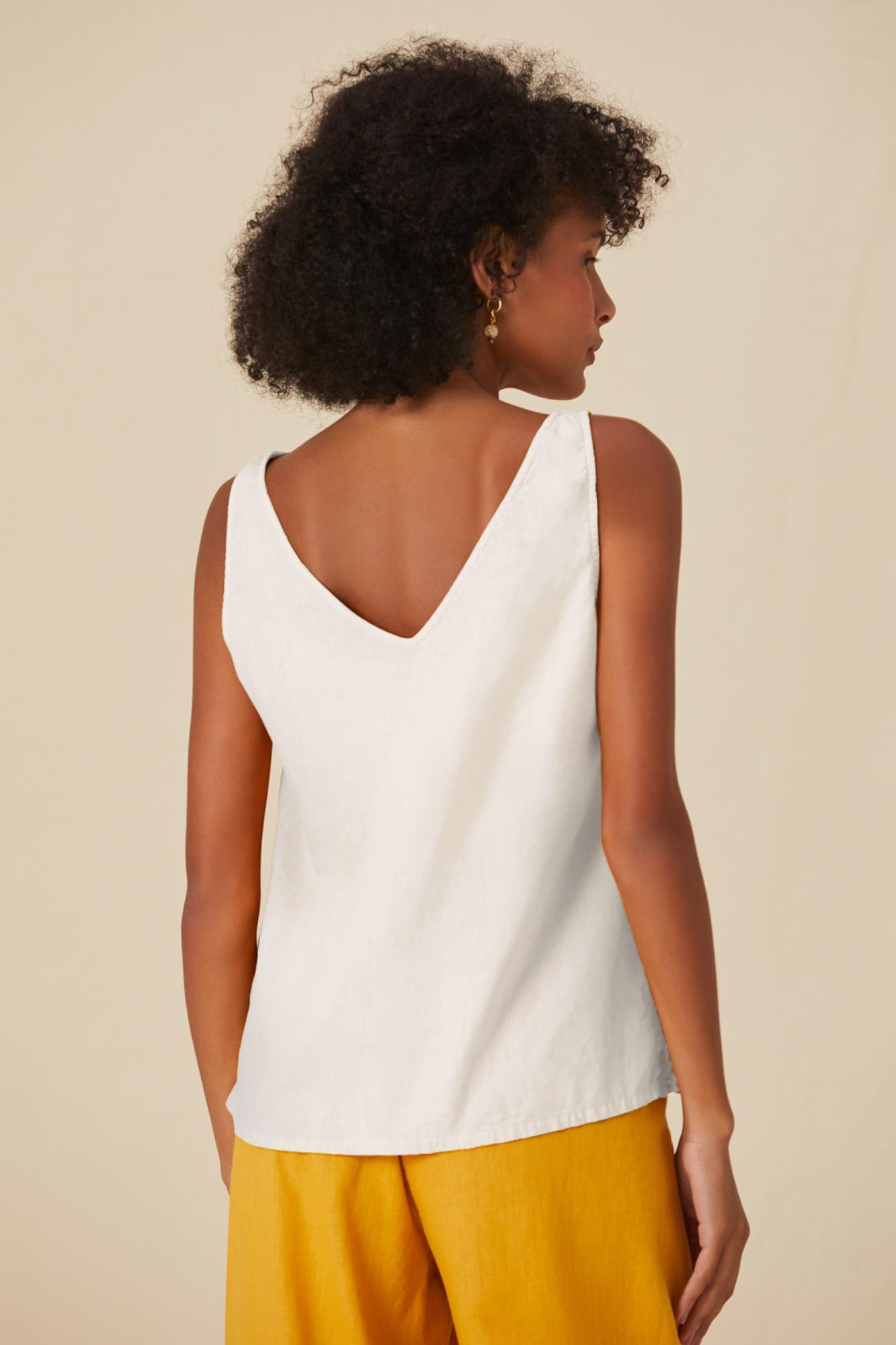 Ella V-Neck Dye Linen Tank Top - Yogini