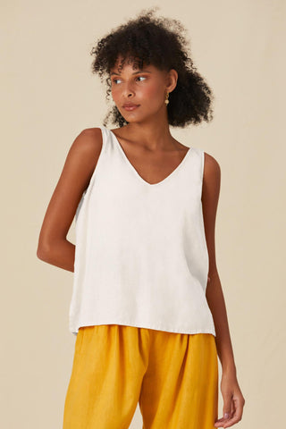 Ella V-Neck Dye Linen Tank Top - Yogini