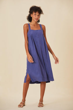 Ella Blue Linen Short Dress - Yogini
