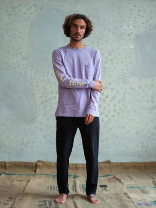 Unisex Long Sleeve Graffic "Now" Mulberry and Lime Yellow - +351