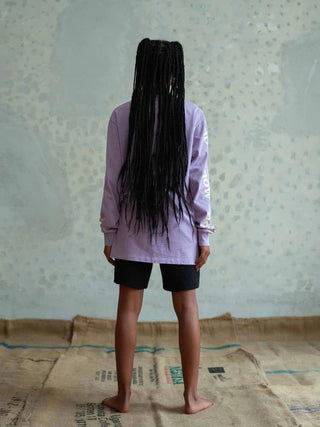 Unisex Long Sleeve Graffic "Now" Mulberry and Lime Yellow - +351