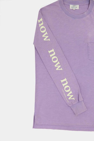 Unisex Long Sleeve Graffic "Now" Mulberry and Lime Yellow - +351