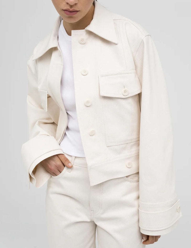Cropped Organic Denim Jacket Off White - A LINE