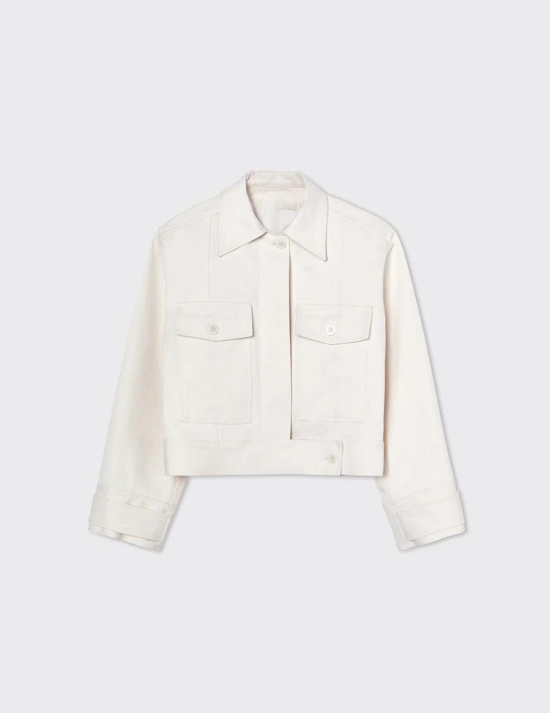 Cropped Organic Denim Jacket Off White - A LINE