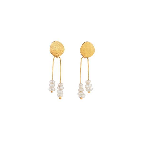 Solar Short Earrings whit Pearls - Inês Telles