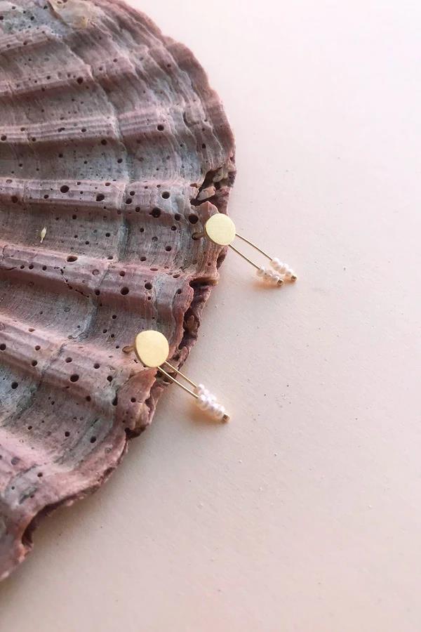 Solar Short Earrings whit Pearls - Inês Telles