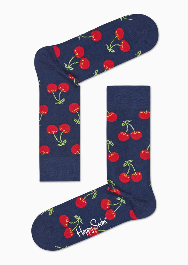 Cherry Sock Navy Blue and Red - Happy Socks