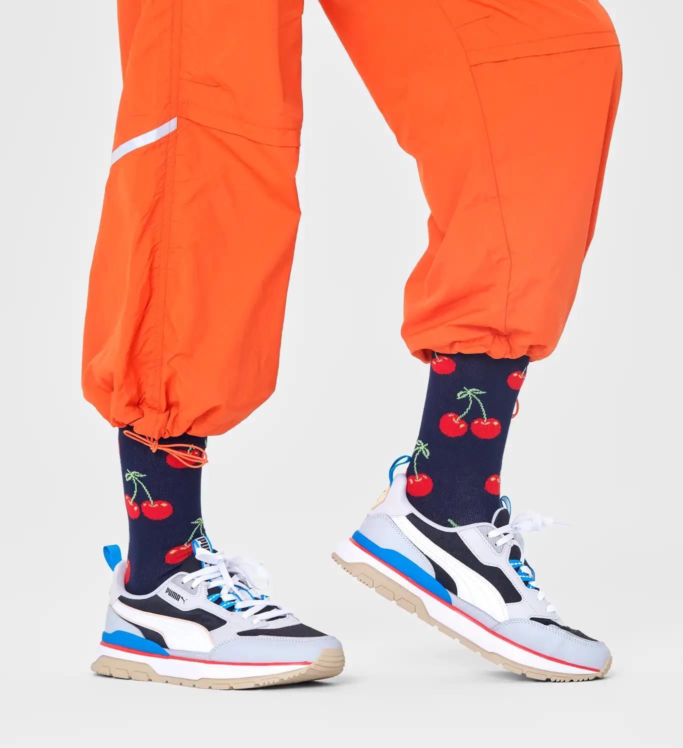 Cherry Sock Navy Blue and Red - Happy Socks
