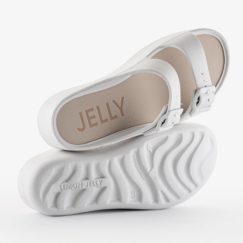 FÉNIX 02 Vegan White Sandals With Buckles - Lemon Jelly