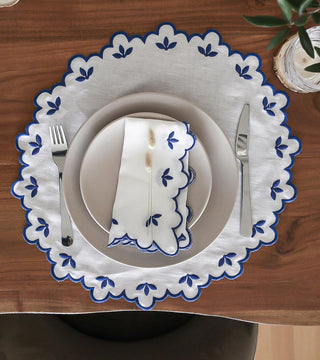 Dark Blue Half Flower Napkin - Aida Home Living