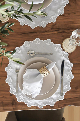 Baby Blue Half Flower Napkin - Aida Home Living