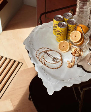 Wavy Linen and Cotton Placemat White on White - Mariaida Home