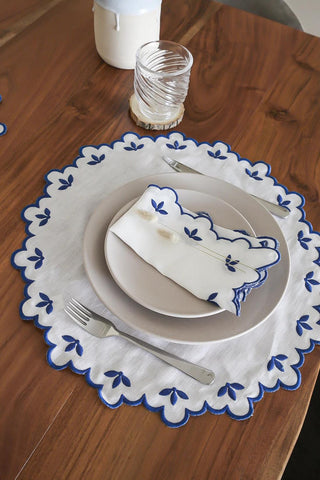 Dark Blue Half Flower Placemat - Aida Home Living