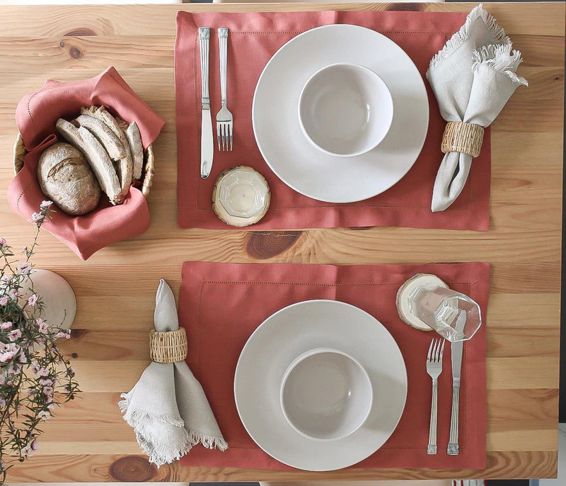 Red Linen with Open Point Placemat - Aida Home Living