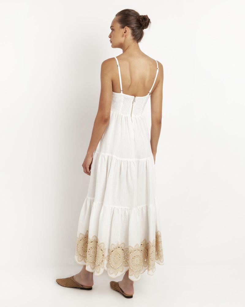 Cut Daisy Long Dress With Straps - Greek Archaic Kori