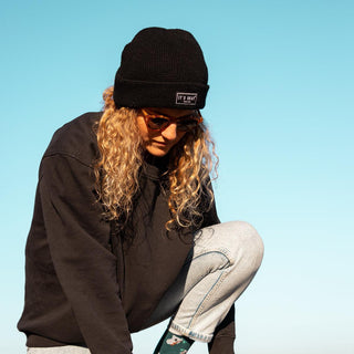 Black Waffle Beanie - Its Okay